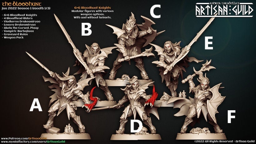 Bloodhunter Knights | Helmet or Bare-Headed | 32mm Scale | Medium | Artisan Guild