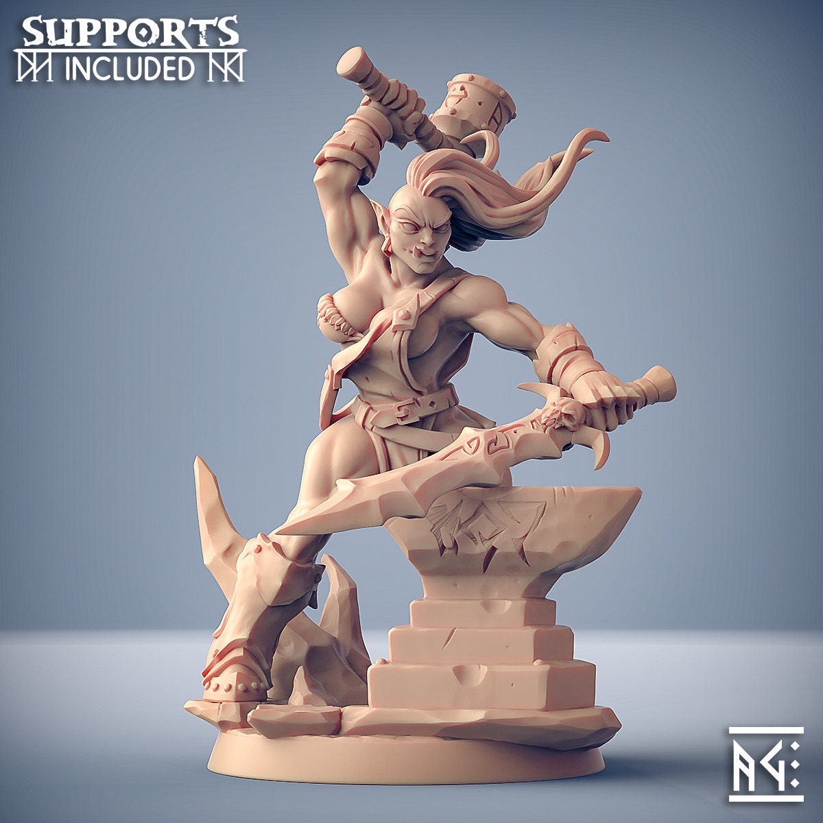 Logranna Helforge | Orc Pinup | Blacksmith | Medium | Frostmetal Clan | Artisan Guild