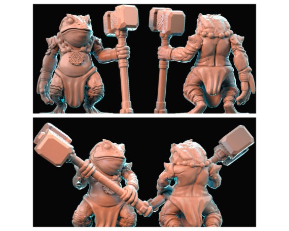 Toadfolk | Grung | Bullywug | Two Variants | 32mm Scale | D&D | Brayan Nafarrate | Bestiary Vol. 1