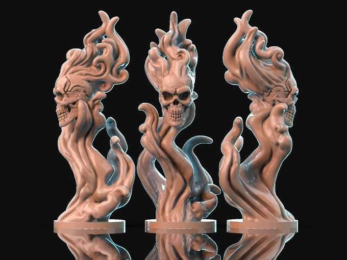 Flaming Skull | Medium | Three Variants | 32mm Scale | D&D | Brayan Nafarrate | Bestiary Vol. 1