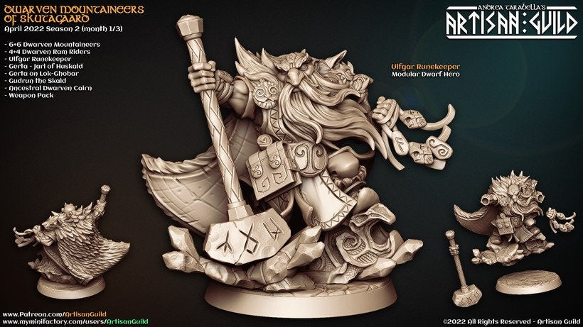 Ulfgar Runekeeper | Medium | 32mm Scale | Dwarven Mountaineers | Artisan Guild