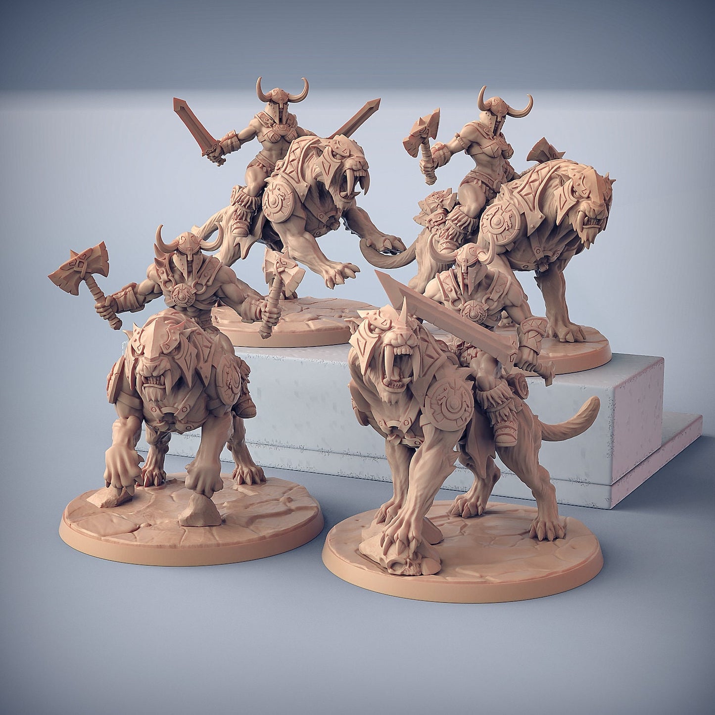 Smilodon Riders | 3 Variations | 32mm Scale | Large | Dragonpeak Barbarians | Artisan Guild