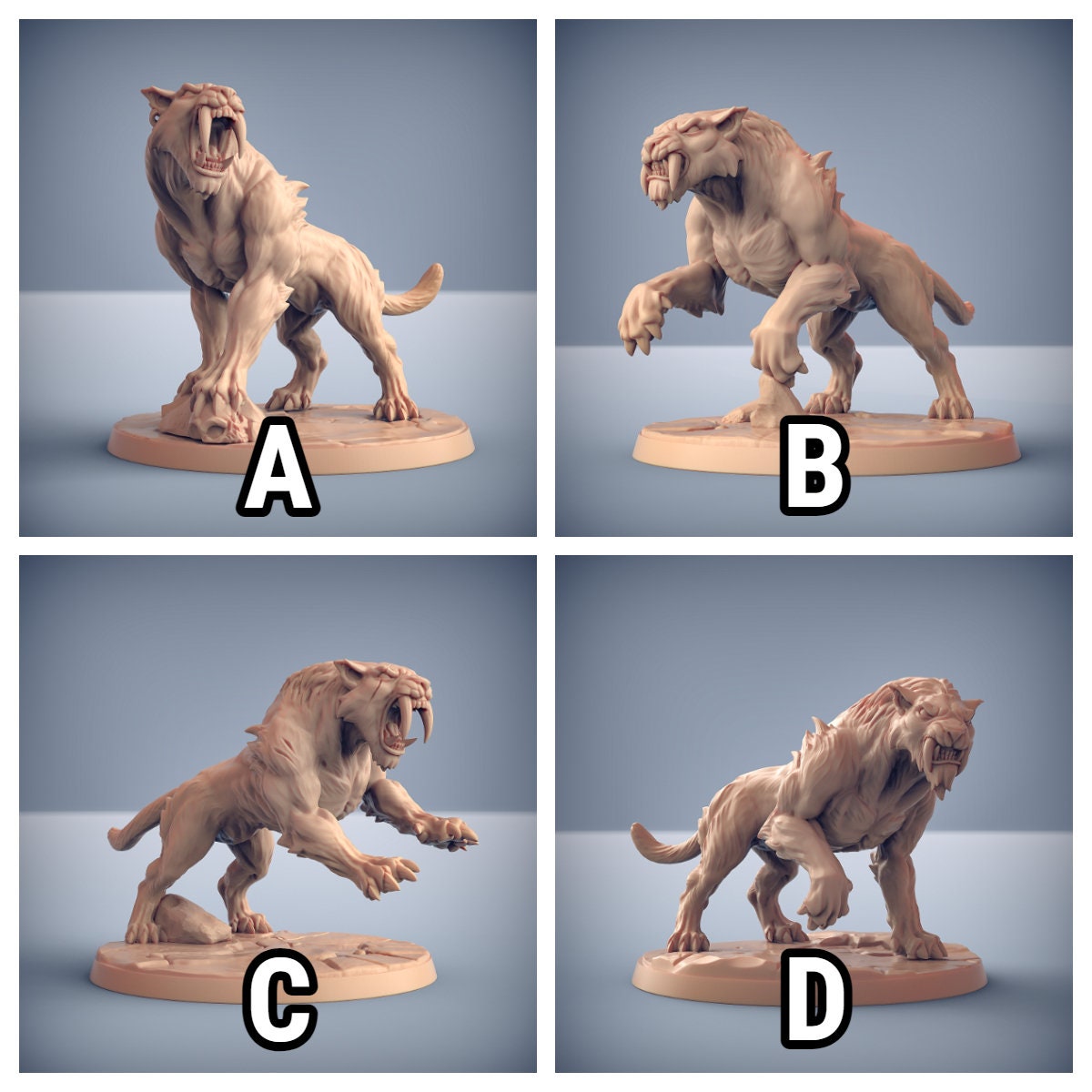 Smilodon Riders | 3 Variations | 32mm Scale | Large | Dragonpeak Barbarians | Artisan Guild