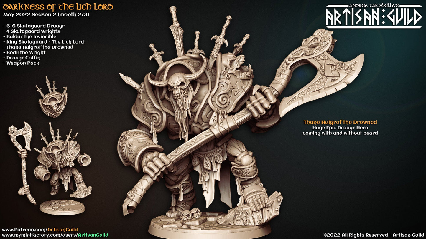 Thane Hulgrof of the Drowned | 50mm Base | 32mm | Artisan Guild | Darkness of the Lich Lord