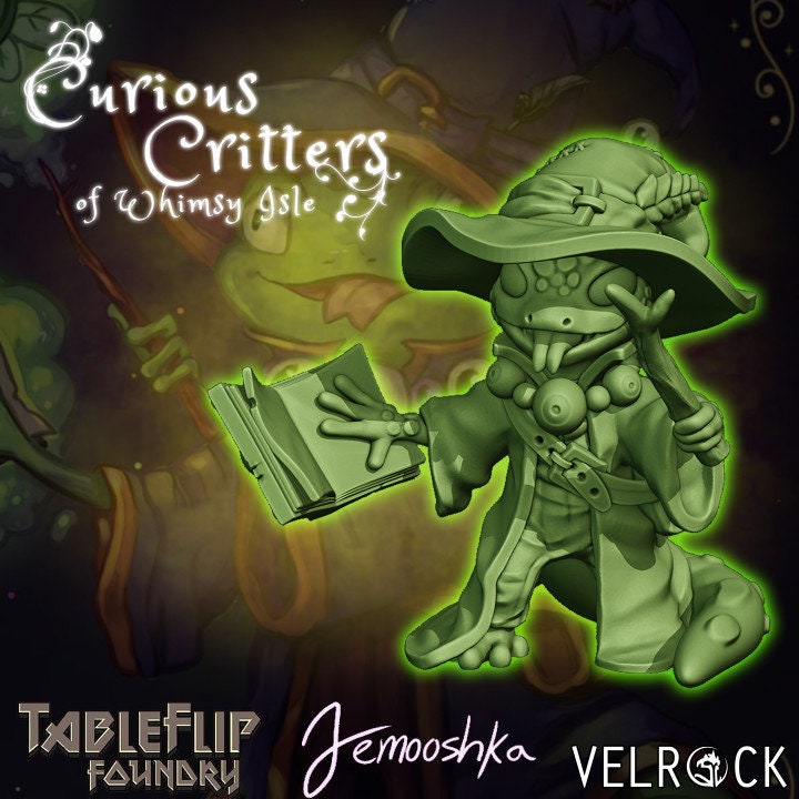 Whimsy Mage | Frog Mage | Medium | Cute Characters | Curious Critters of Whimsy Isle | Velrock Art Miniatures