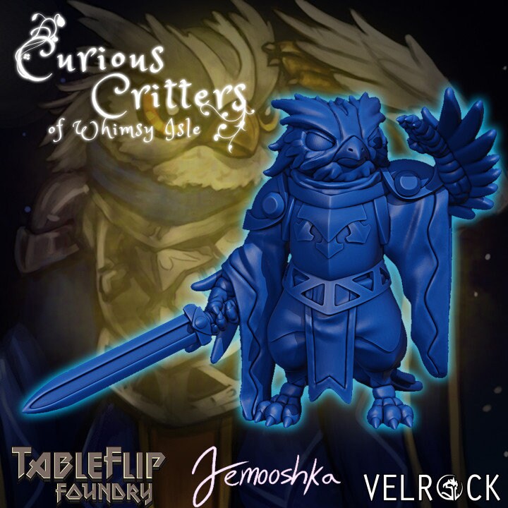 Talonguard | Owl Knight | Medium | Cute Characters | Curious Critters of Whimsy Isle | Velrock Art Miniatures
