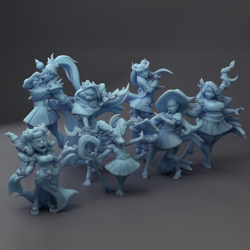 Sailor Soldiers | Magical Girls | Multiple Styles | Medium | DND | Twin Goddess Miniatures