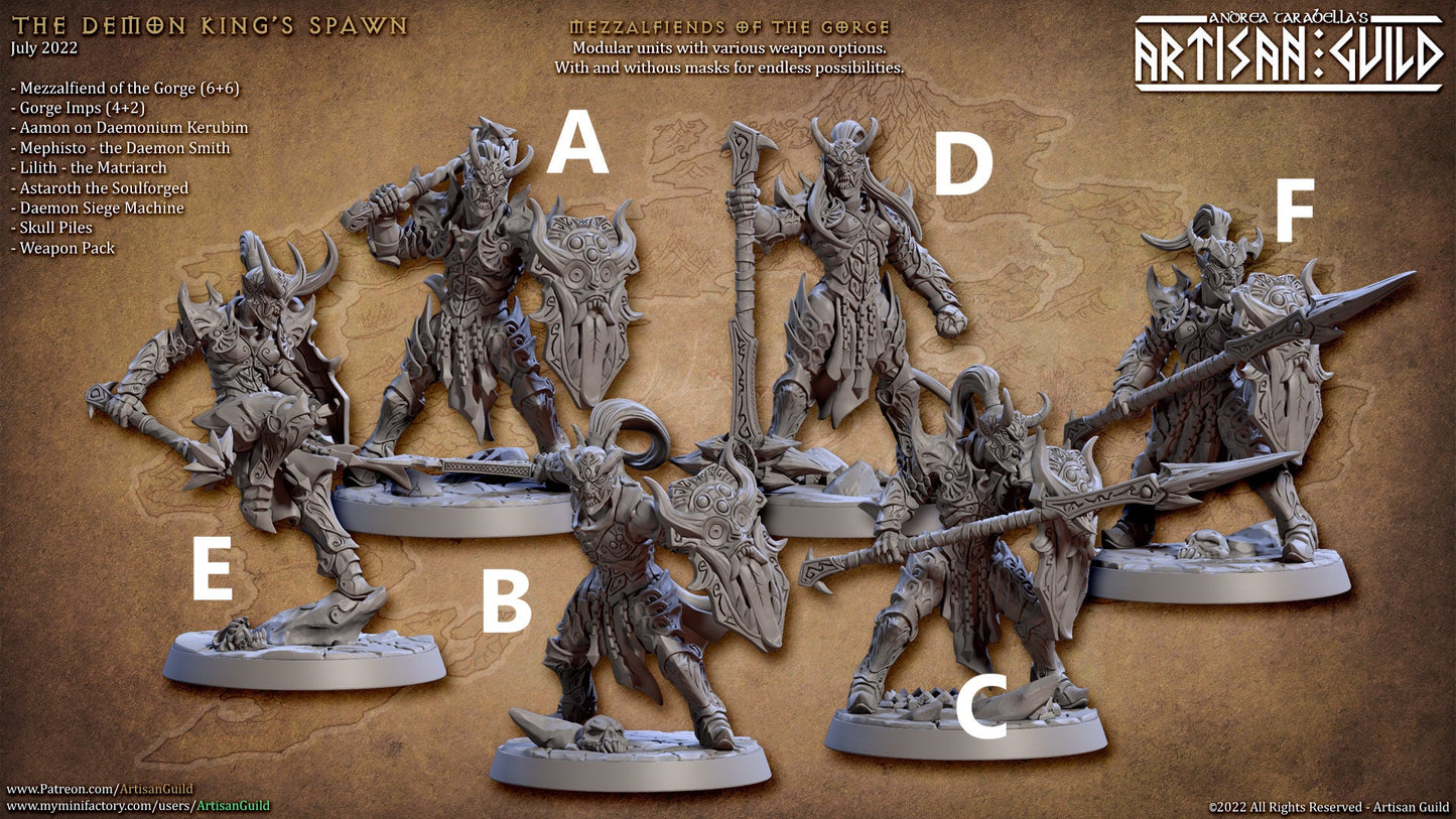 Mezzalfiends | Tiefling Warriors | Medium | 32mm Scale | The Demon King Spawn | Artisan Guild