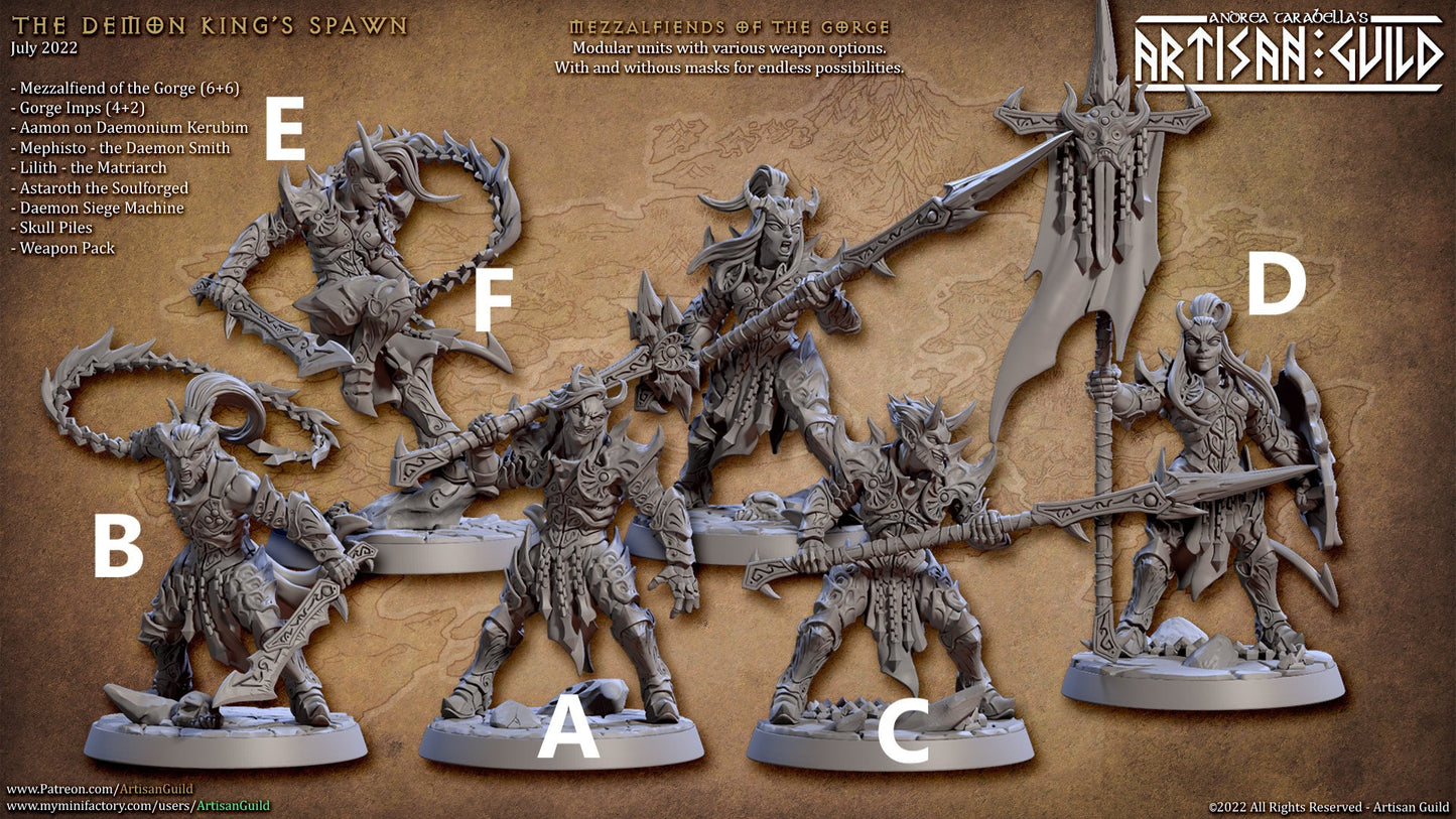 Mezzalfiends | Tiefling Warriors | Medium | 32mm Scale | The Demon King Spawn | Artisan Guild