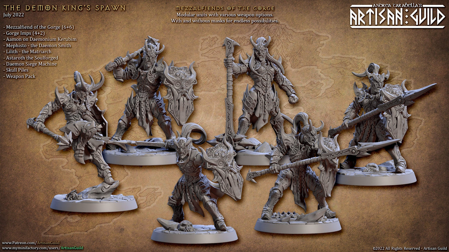 Mezzalfiends | Tiefling Warriors | Medium | 32mm Scale | The Demon King Spawn | Artisan Guild