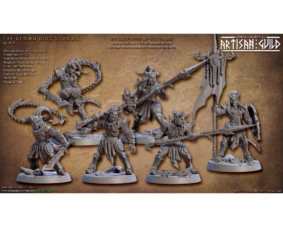 Mezzalfiends | Tiefling Warriors | Medium | 32mm Scale | The Demon King Spawn | Artisan Guild