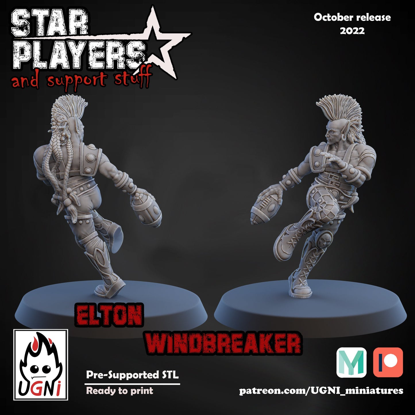 Elton Windbreaker | Elven Star Player | Fantasy Football | Ugni Miniatures