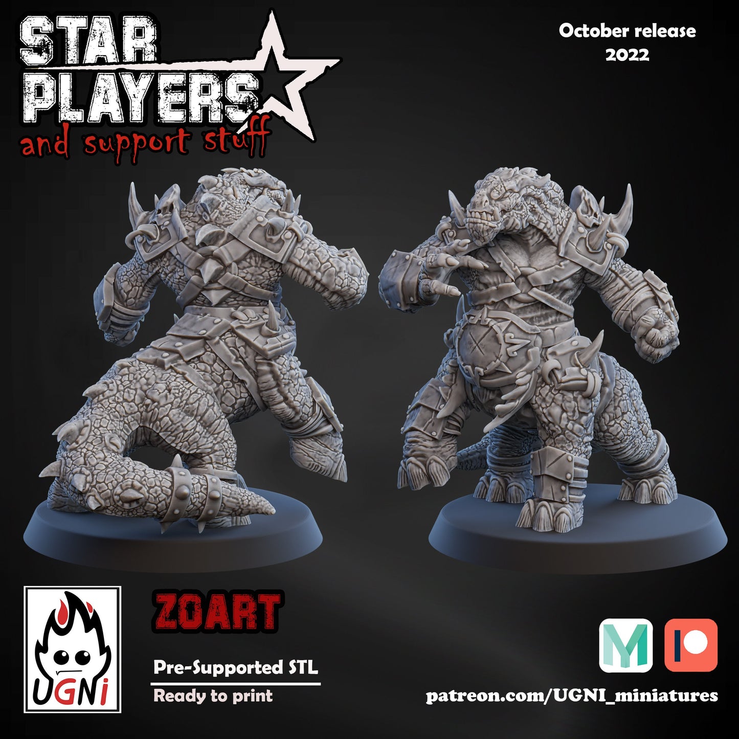Zoart | Lizard Star Player | Fantasy Football | Ugni Miniatures