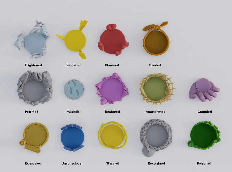 Practical Conditions Rings | Dungeons and Dragons | 30mm Base | 3Demons