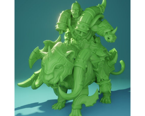 Orc on Sabretooth | Huge | 3 Variants | 32mm Scale | Brayan Nafarrate | Bestiary Vol. 6