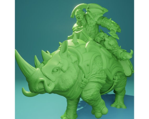 Orc on Rhino | Huge | 3 Variants | 32mm Scale | Brayan Nafarrate | Bestiary Vol. 6