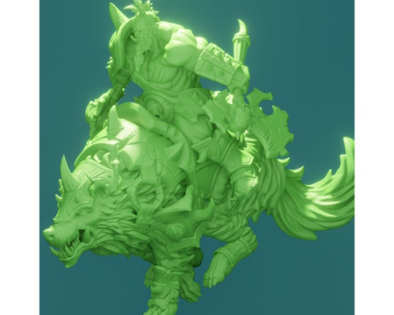 Orc on Wolf Mount | Huge | 3 Variants | 32mm Scale | Brayan Nafarrate | Bestiary Vol. 6