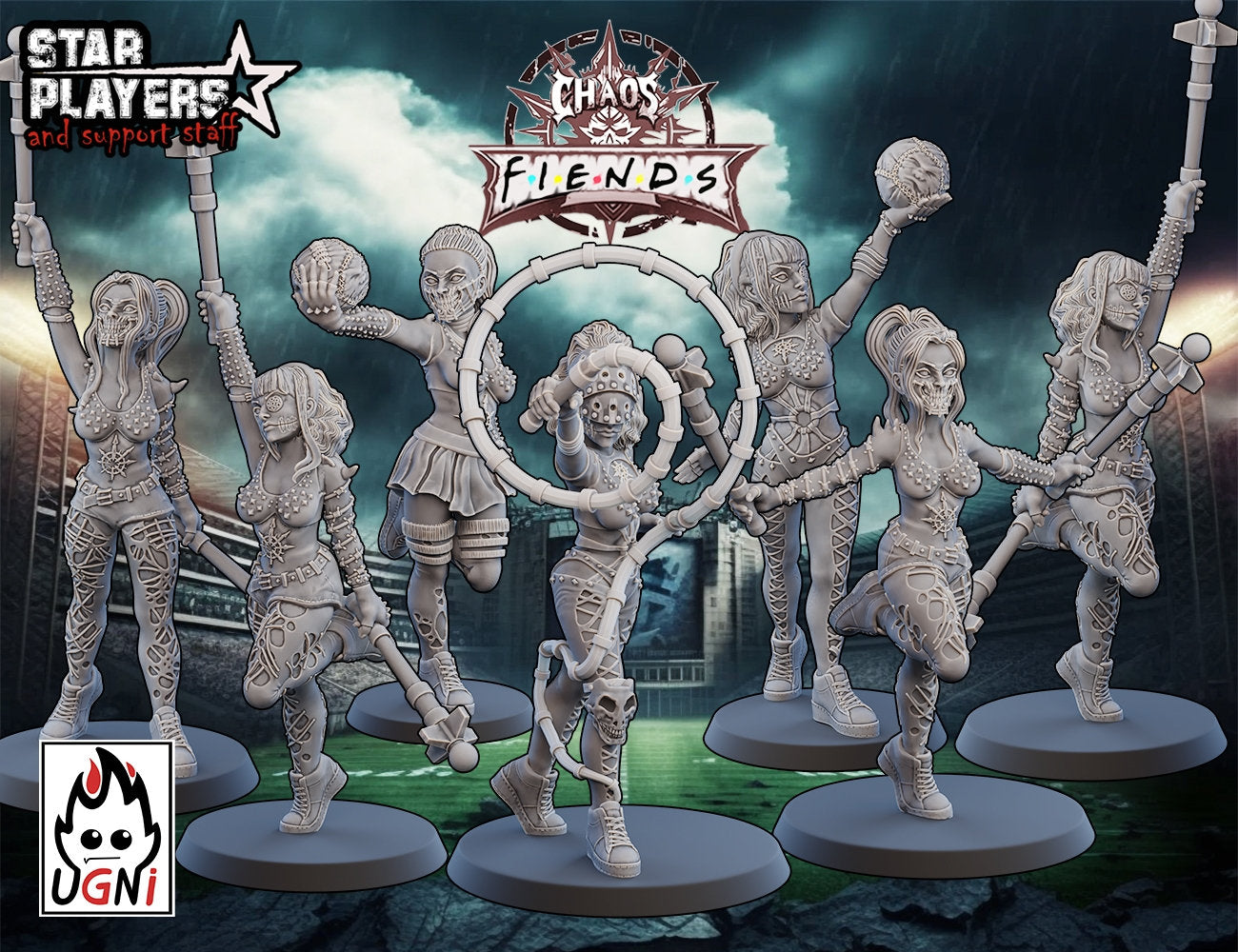 Chaos Cheerleaders x 6 | Fantasy Football | Ugni Miniatures