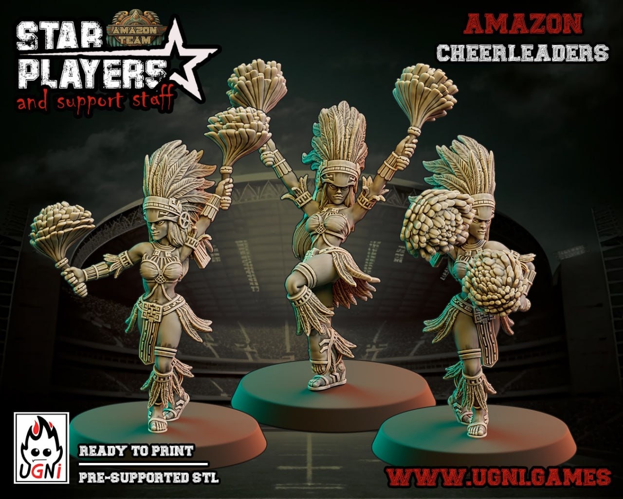 Amazon Cheerleaders x 3 | Fantasy Football | Ugni Miniatures