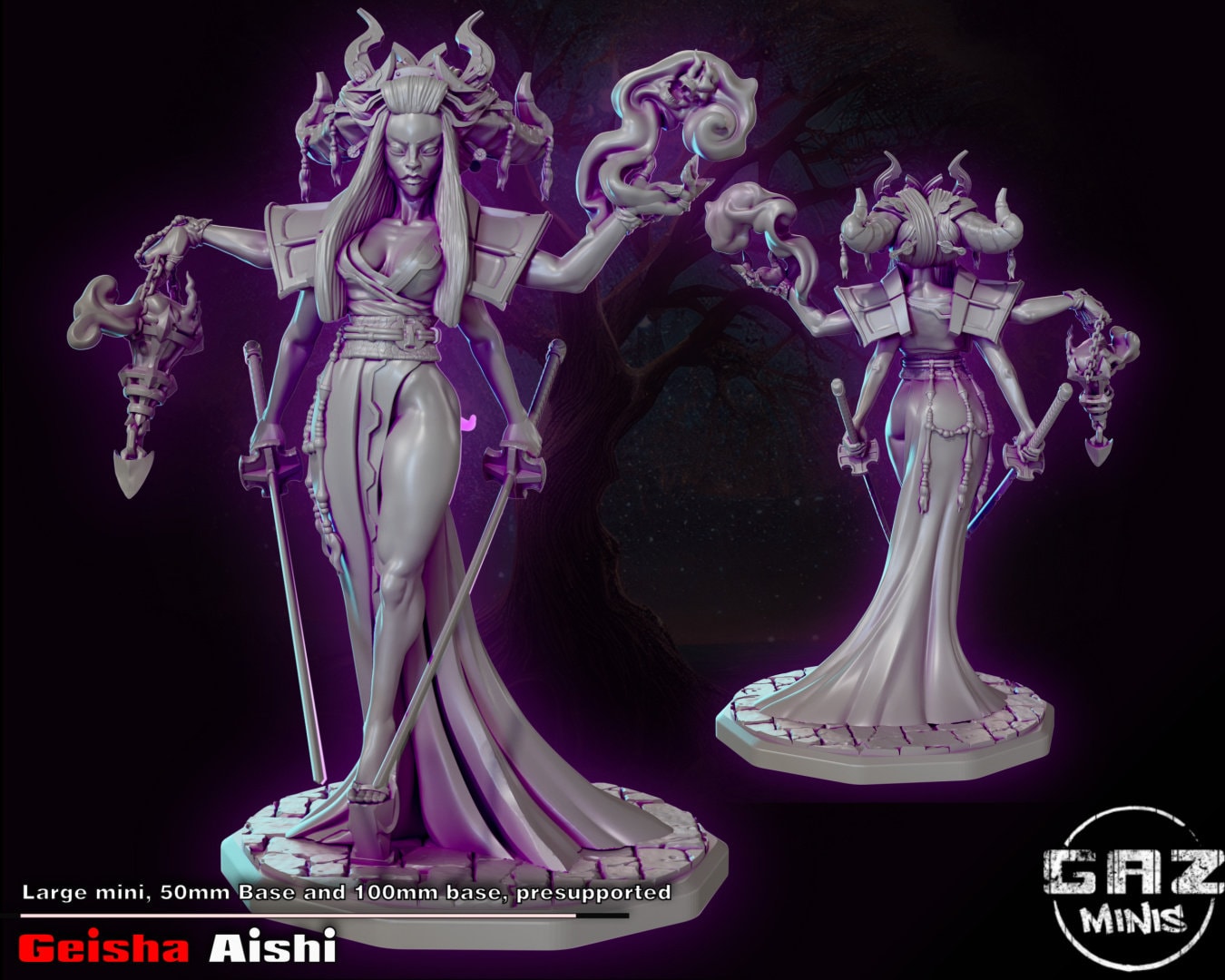 Geisha Aishi | Large | 32mm | 50mm Base | Gaz Minis