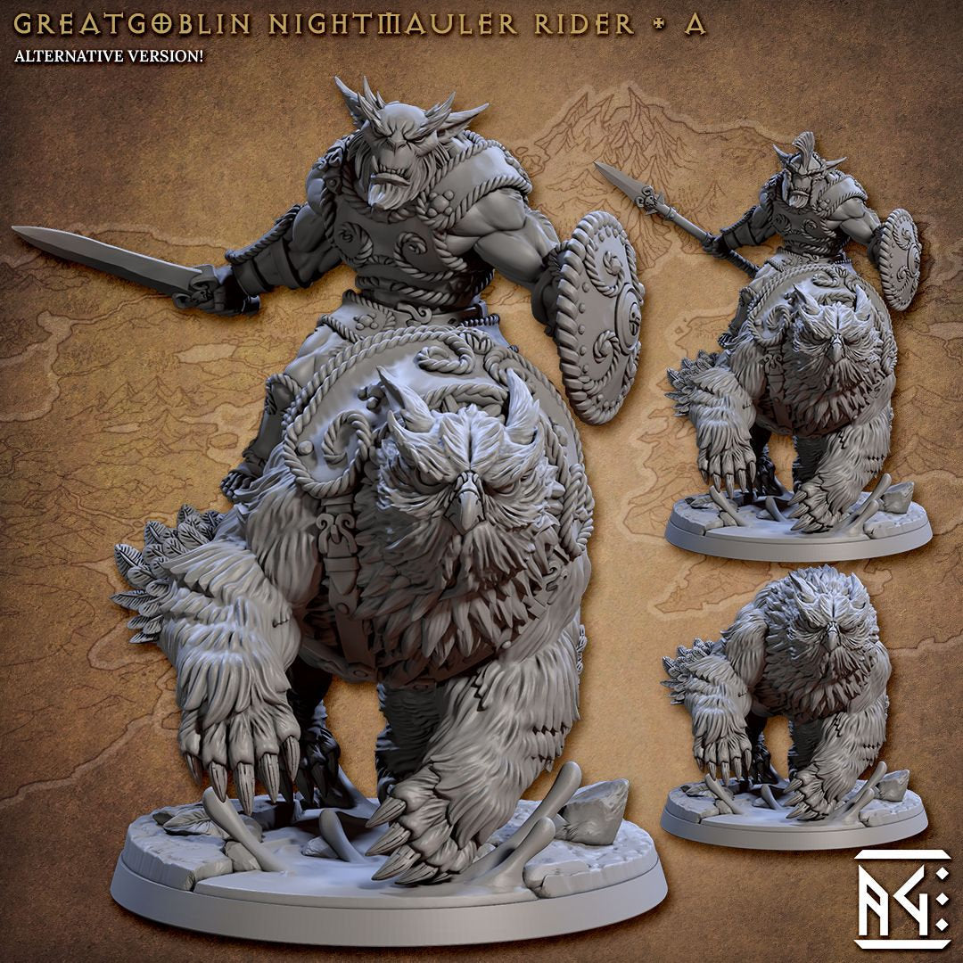 Owlbear Riders | Large | 32mm | Artisan Guild | Bronzeclad Great Goblins | Dungeons and Dragons TTRPG