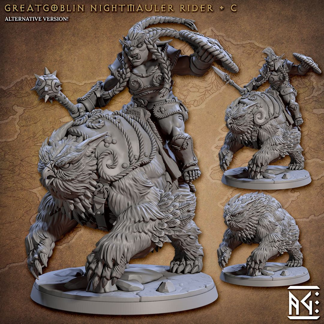 Owlbear Riders | Large | 32mm | Artisan Guild | Bronzeclad Great Goblins | Dungeons and Dragons TTRPG