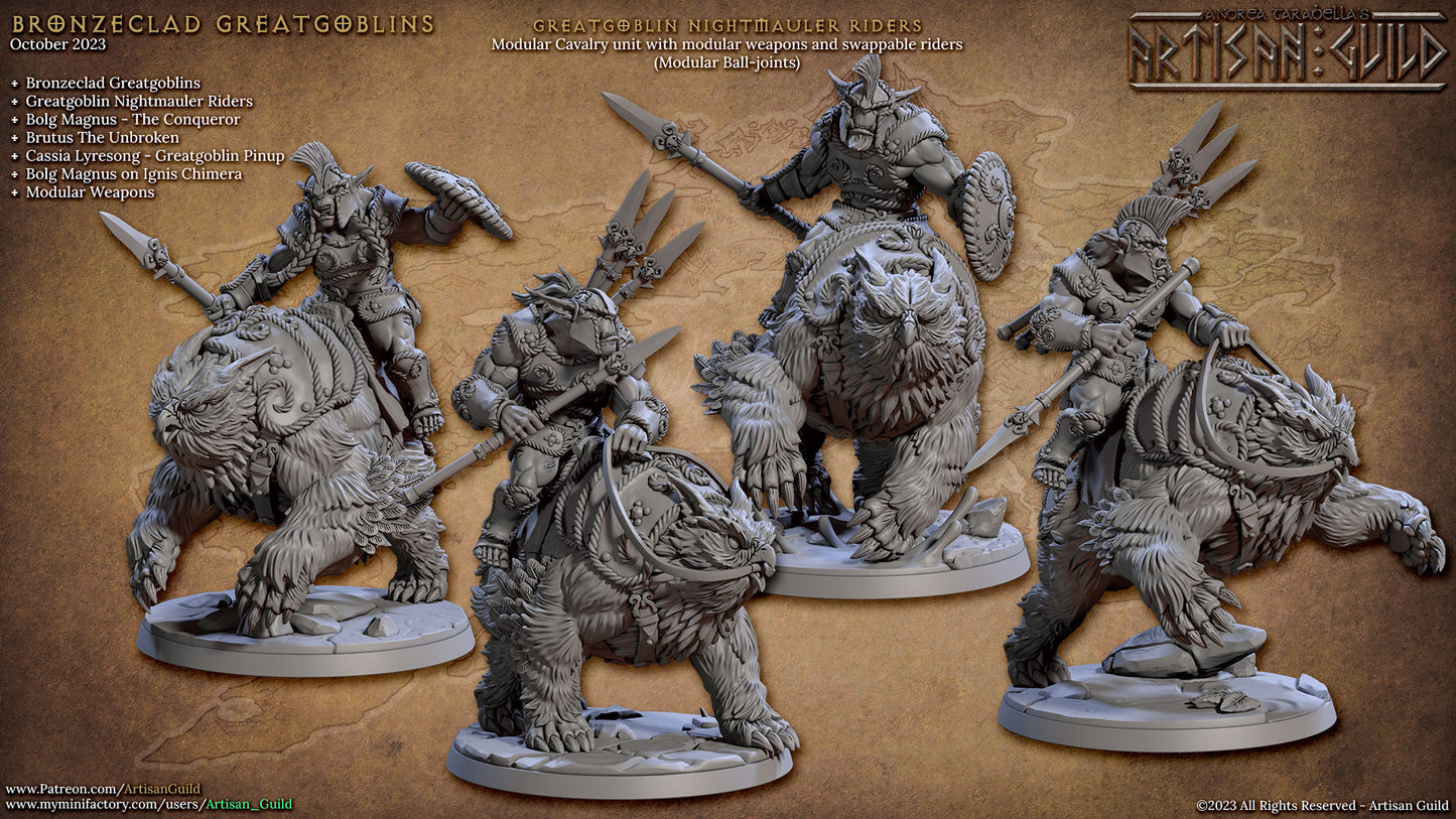 Owlbear Riders | Large | 32mm | Artisan Guild | Bronzeclad Great Goblins | Dungeons and Dragons TTRPG