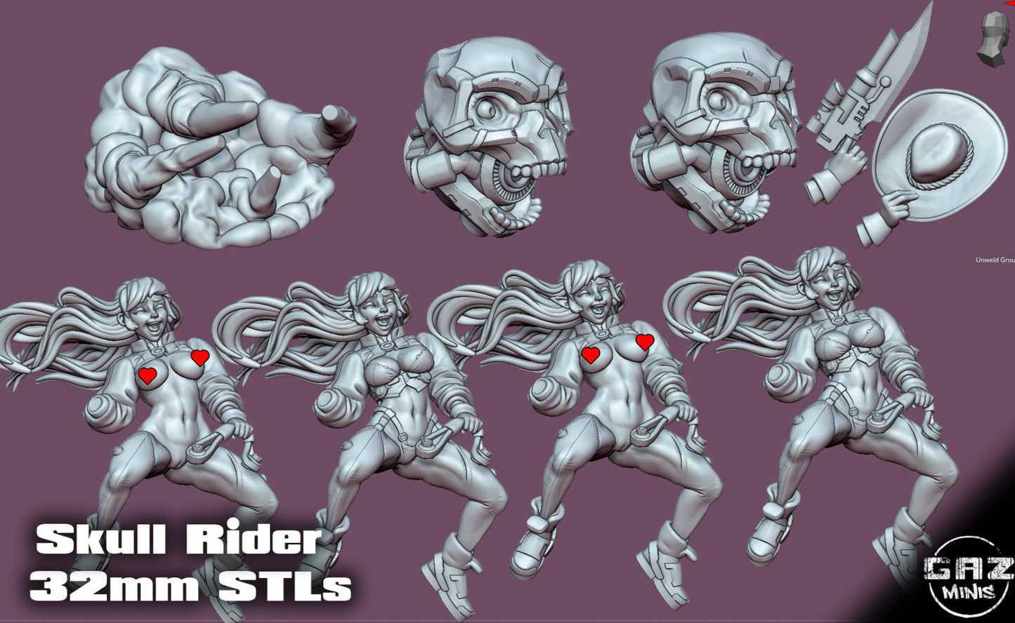 Skull Rider Sammy | Medium | 32mm | Gaz Minis | NSFW Option | Pinup