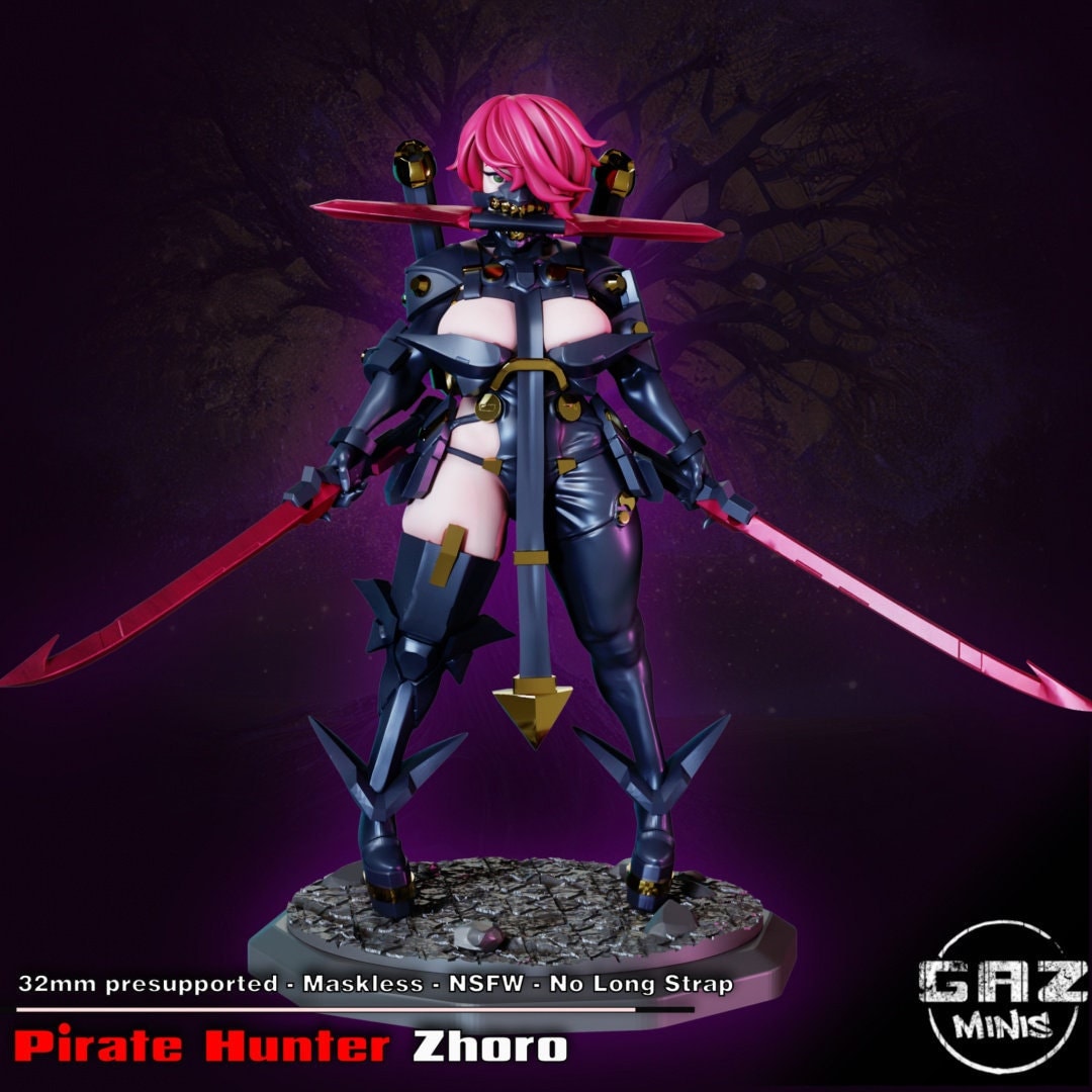 Pirate Hunter Zhoro | Medium | 32mm | Gaz Minis | NSFW Option | Pinup | Cyberpunk