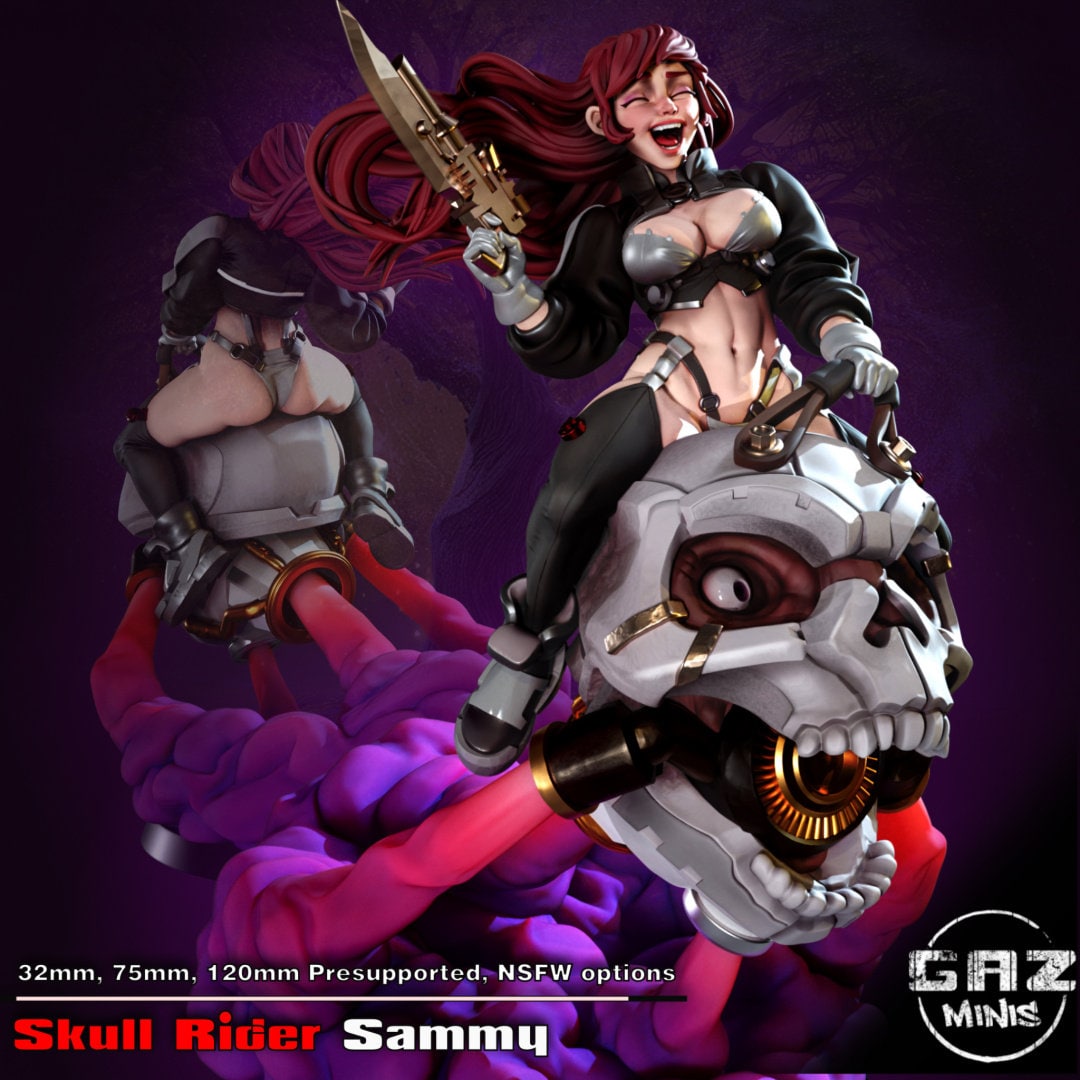 Skull Rider Sammy | Medium | 32mm | Gaz Minis | NSFW Option | Pinup