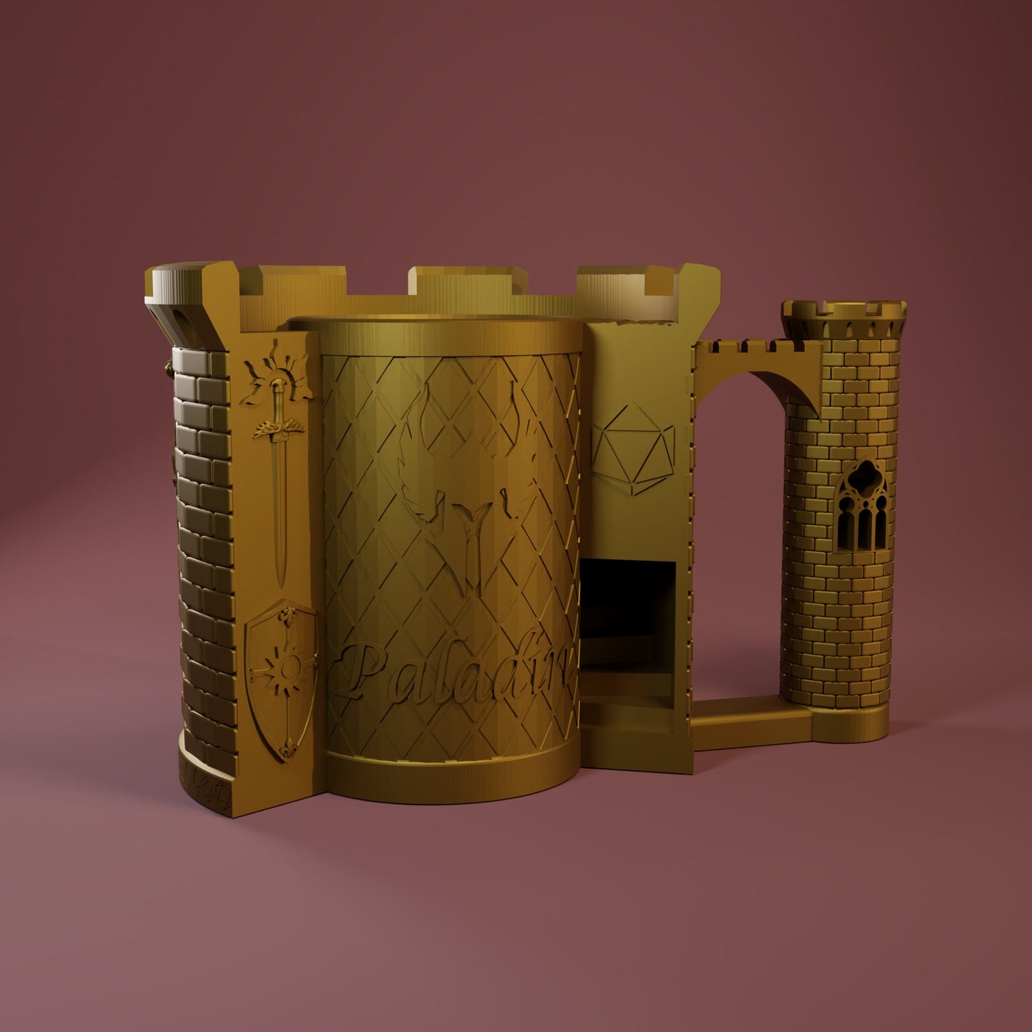 Paladin Dice Mug | Sip & Rollers | Dungeons and Dragons | TTRPG | Health Tracker | Dice Tower | Dungeon Master | Curations by Kira