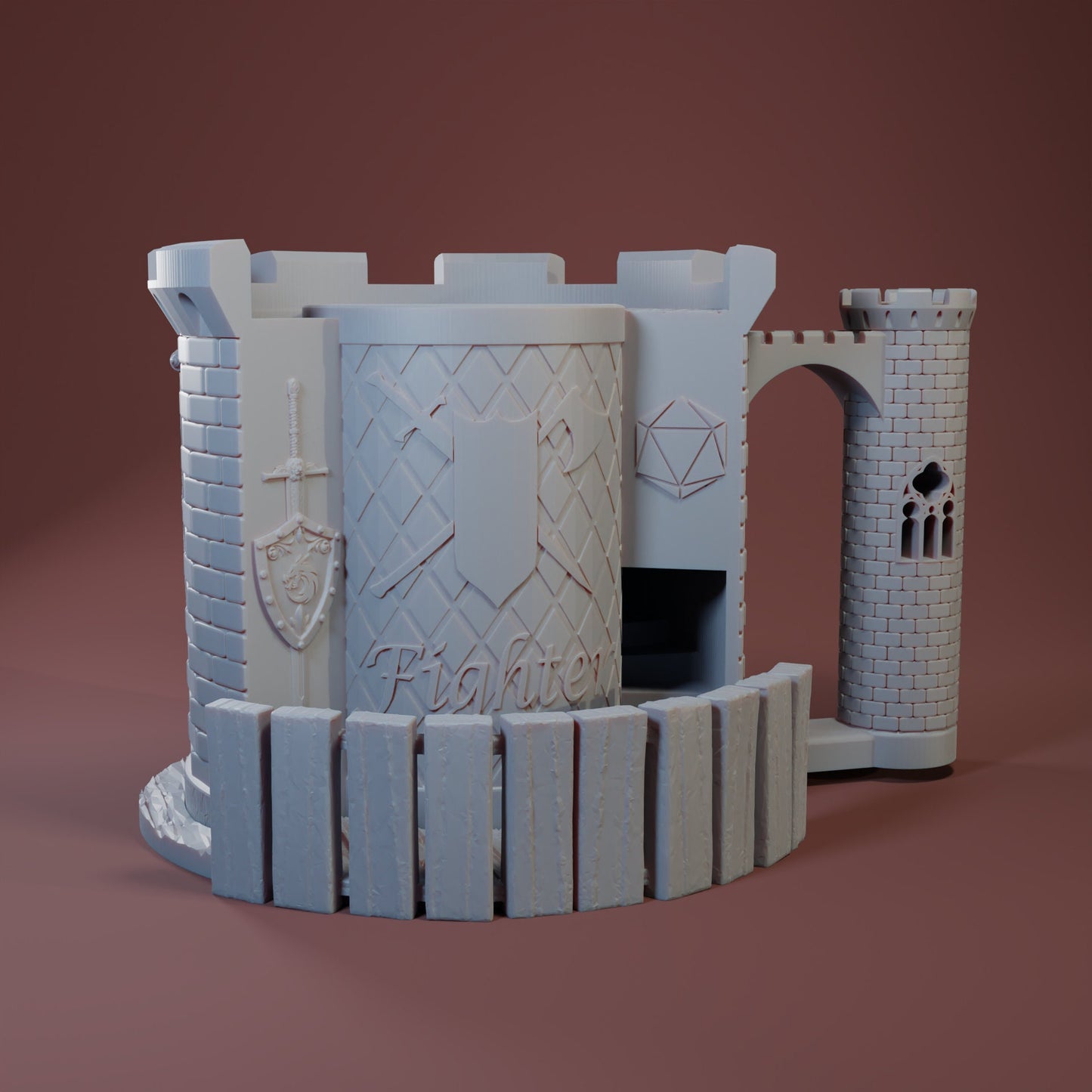 Paladin Dice Mug | Sip & Rollers | Dungeons and Dragons | TTRPG | Health Tracker | Dice Tower | Dungeon Master | Curations by Kira