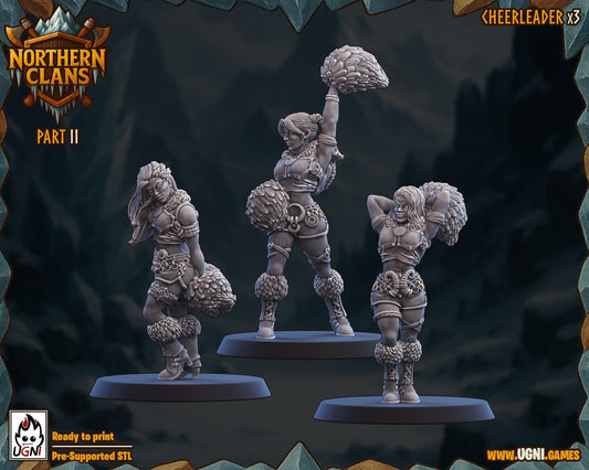 Cheerleaders x3 | Northern Clans | Norsemen | Fantasy Football | Ugni Miniatures | 12k Resin Quality
