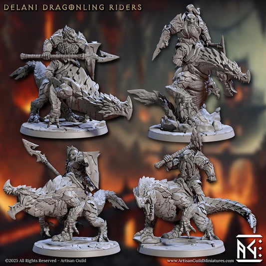 Dragonling Riders | Large | 32mm | Magmaforged Dulok | Artisan Guild | Dungeons and Dragons | Fantasy Battles | Chaos Dwarves | Barbarian