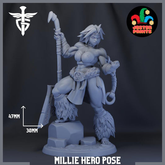 Millie | Goliath Barbarian | Hero Pose | Medium | Twin Goddess Miniatures | 8k Resin Quality 3D Printed Miniature | Dungeons and Dragons