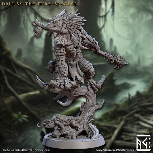 Drulsk the Mire Speaker | Lizardman Shaman | Medium | 30mm Base | Lizardmen of Falgor's Swamp | Artisan Guild | Dungeons and Dragons | TTRPG