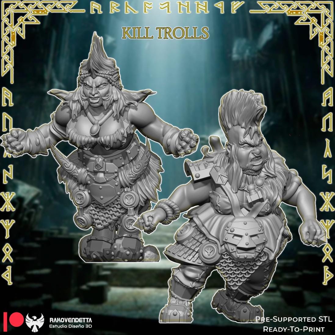 Little Beards | Female Dwarf Team | Fantasy Football | Txarli Factory | 3D Printed Miniature | 8K Quality Resin | Bases Included | TTRPG