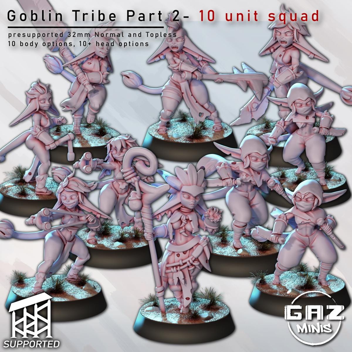 Cave Tribe | NSFW Option | Medium | 32mm | Gaz Minis | Dungeons and Dragons | TTRPG | Miniature