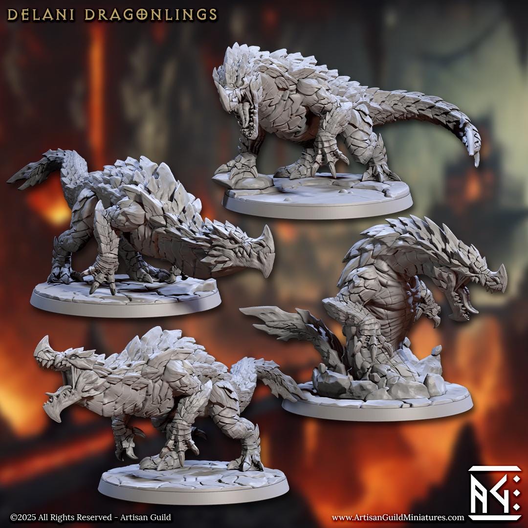 Dragonling Riders | Large | 32mm | Magmaforged Dulok | Artisan Guild | Dungeons and Dragons | Fantasy Battles | Chaos Dwarves | Barbarian