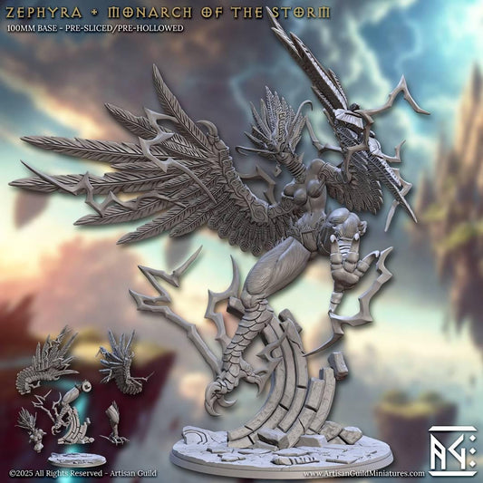 Zephyra | Harpy Monster | Huge | 100mm Base | 32mm | Artisan Guild | Raid at the Temple | Dungeons and Dragons | Resin Printed