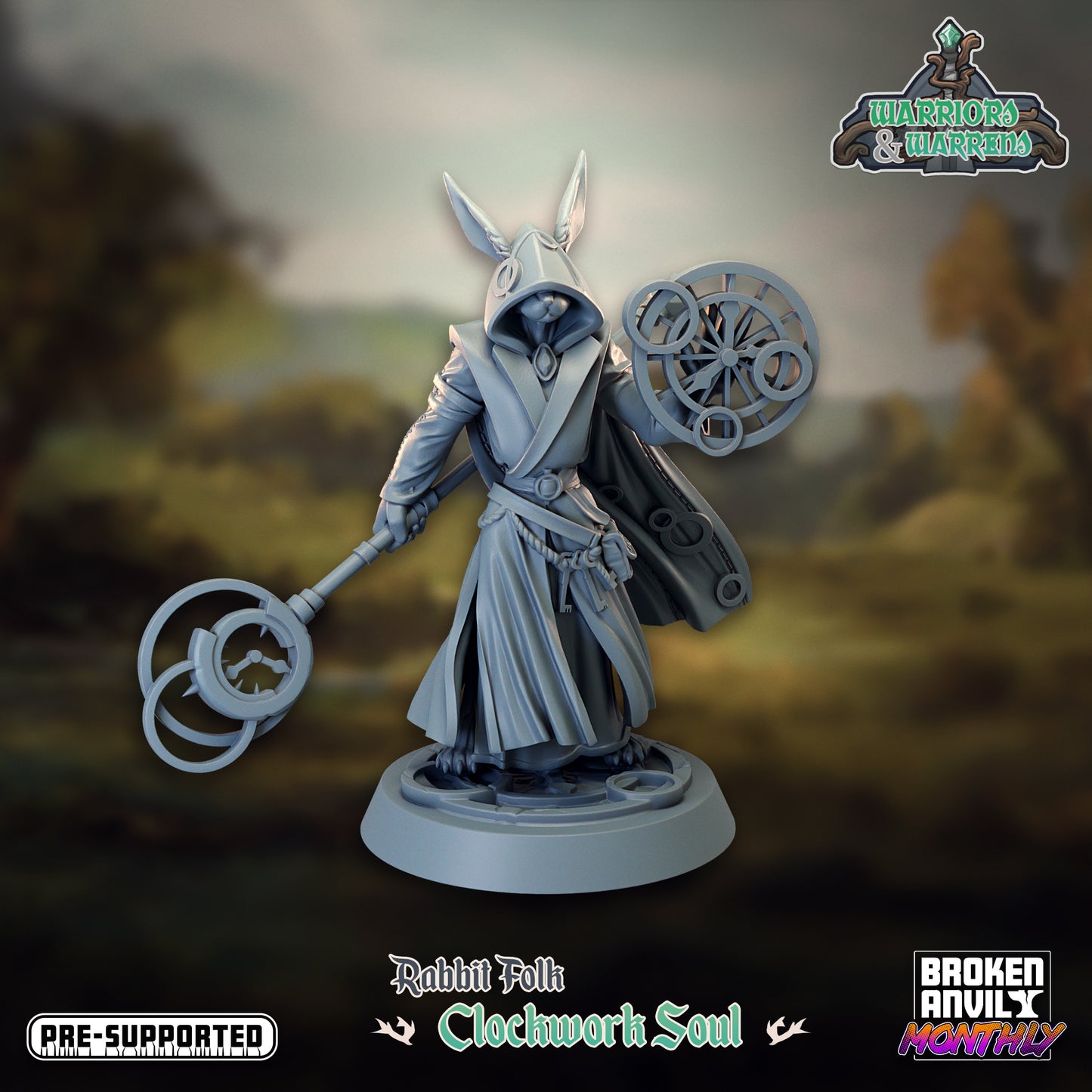 a statue of a wizard holding a wheel