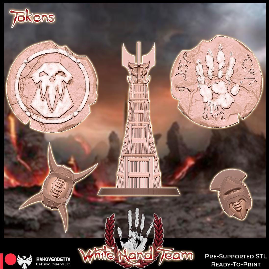 White Hand | Dark Orcs Team | Fantasy Football | Txarli Factory | 3D Printed Miniature | 8K Quality Resin | Bases Included | TTRPG