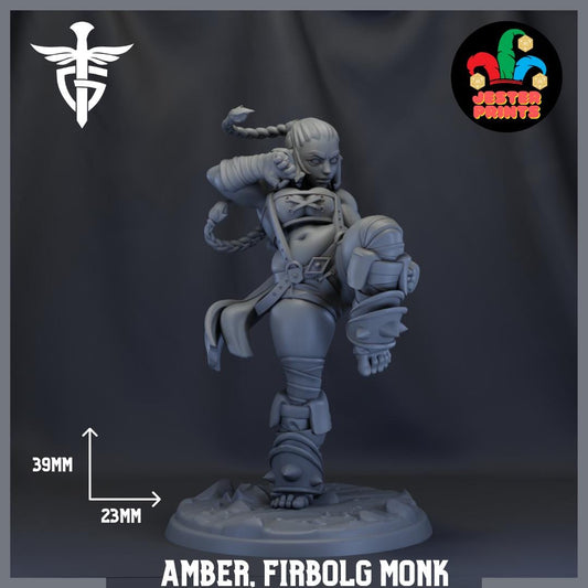 Amber | Firbolg Monk | Medium | 32mm | Dungeons and Dragons | Twin Goddess Miniatures | Resin Printed Miniature | 12k Quality