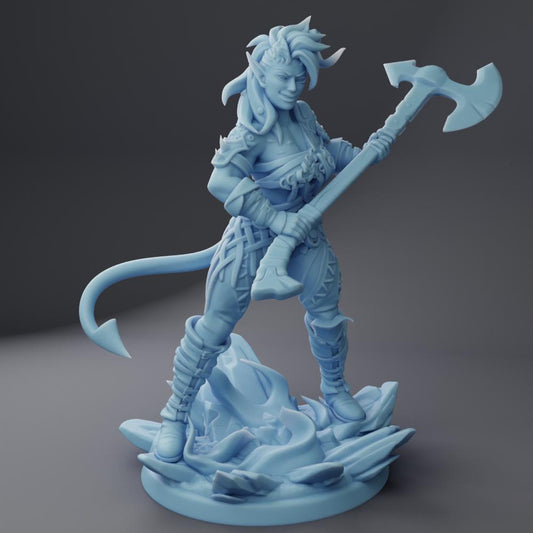 Karla | Tiefling Warrior | 32mm | 75mm | Medium | Dungeons and Dragons | TTRPG | Twin Goddess Miniatures
