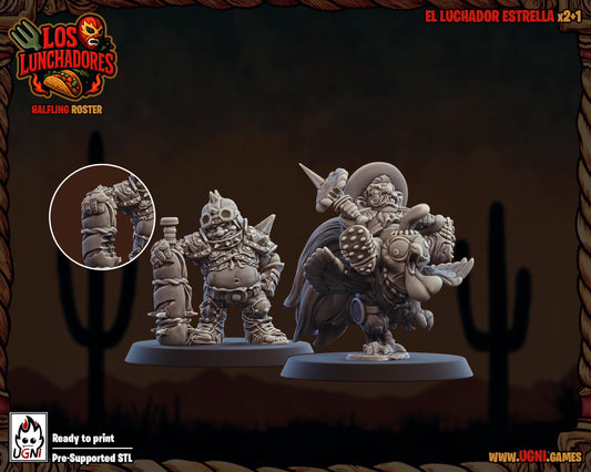 Halfling Luchadores | Star Players  | Stunty | Fantasy Football | Bases Included | 3D Printed Miniatures | 12K Quality | Ugni Miniatures