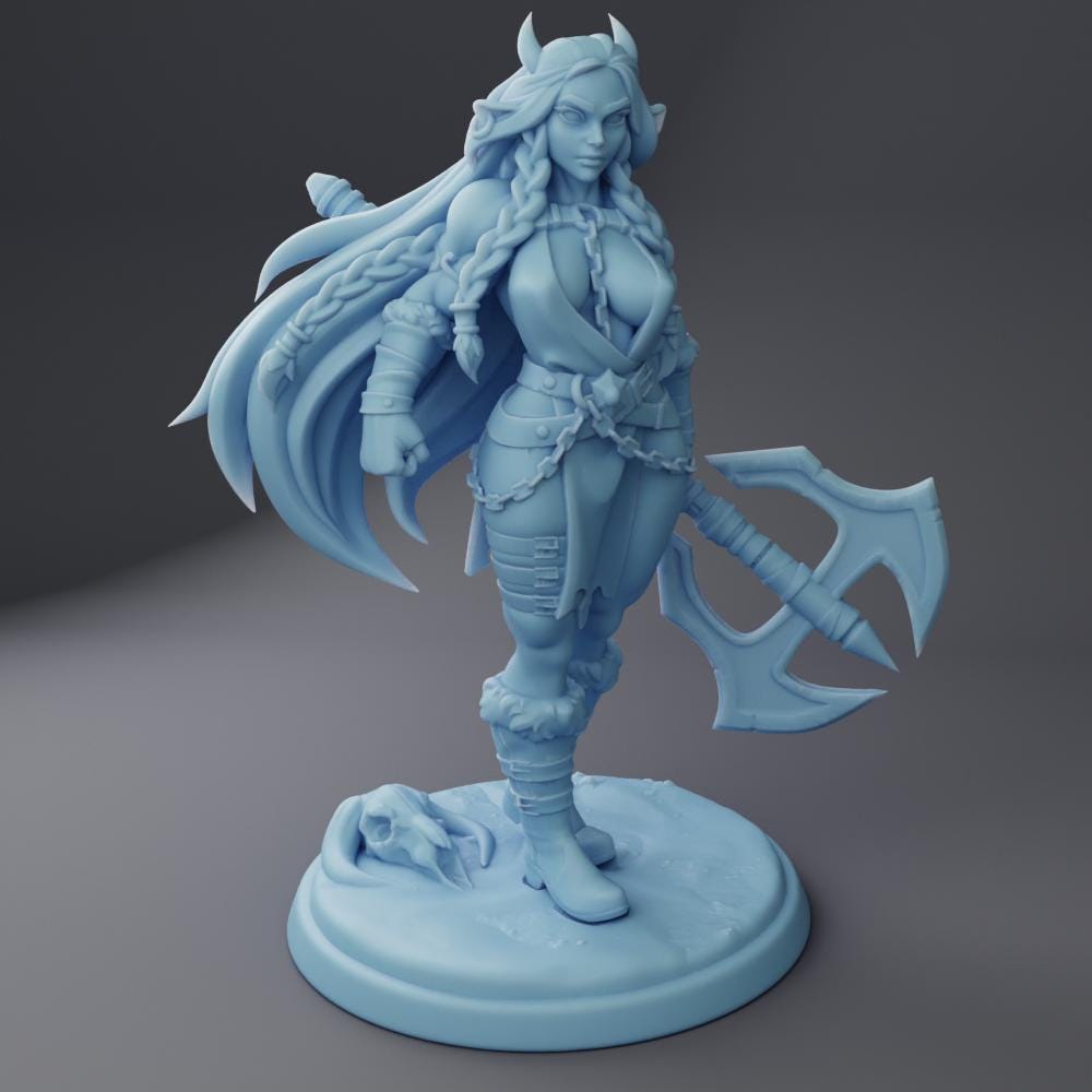 Inga | Female Barbarian | Medium | Dungeons and Dragons | Pathfinder | Adventurer | Twin Goddess Miniatures | 3D Resin Printed | 8K Quality
