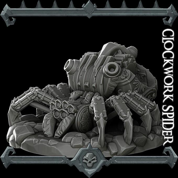 Clockwork Spider | 60mm Base | Rocket Pig Miniatures | Dungeons and Dragons | TTRPG | 8k Quality 3D Printed Miniature | Steampunk