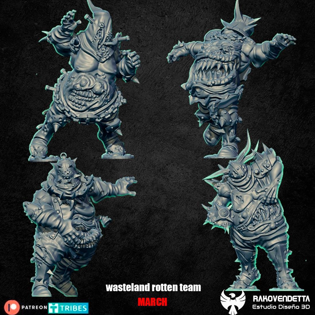 Rotten Wastelanders | Rotten Team | Fantasy Football | Txarli Factory | 3D Printed Miniature | 8K Quality Resin | Bases Included | TTRPG