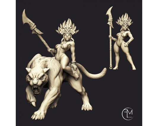 Khaata | Princess on Panther | 32mm Scale | Large | Amazons! | Francesca Musumeci