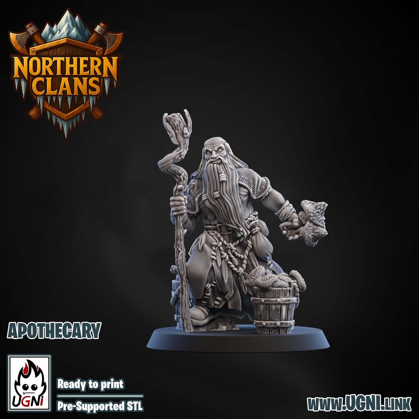 Coach and Apothecary | Northern Clans | Norsemen | Fantasy Football | Ugni Miniatures | 12k Resin Quality